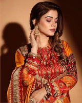 Orange red multi sharara suit