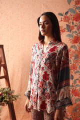 Floral printed shirt with kalamkari pant