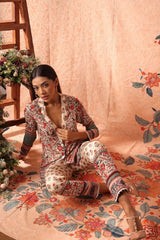 Floral Print Blazer With Tapered Pant