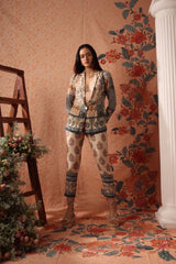 Mosaic Print Blazer With Tapered Pant