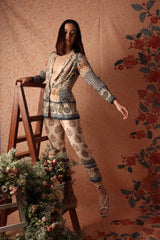 Mosaic Print Blazer With Tapered Pant