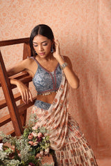Pleated Draped saree with blouse