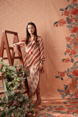 Diagonal Printed  Top With  Round Salwar