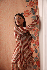 Diagonal Printed  Top With  Round Salwar