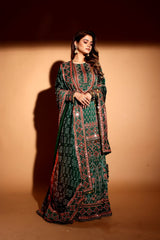 Bottel green lehenga and long top with dupatta