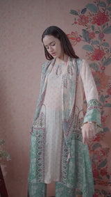 Teal colour kurta set with scarf