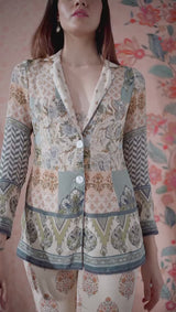 Mosaic Print Blazer With Tapered Pant