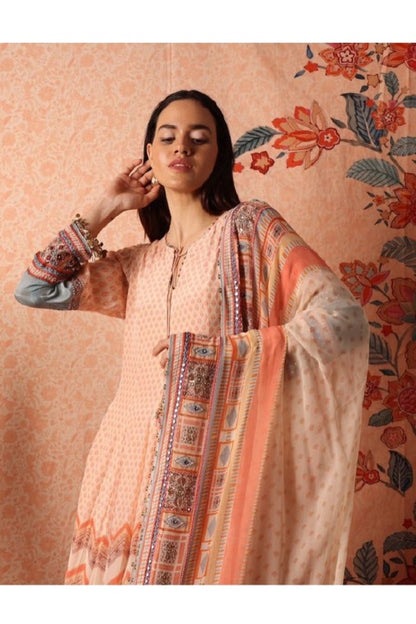 Peach kalamkari kalidar